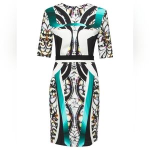 Peter Pilotto Bodycon Dress Graphic Design Sheath Bold Print Sz 14 Runway